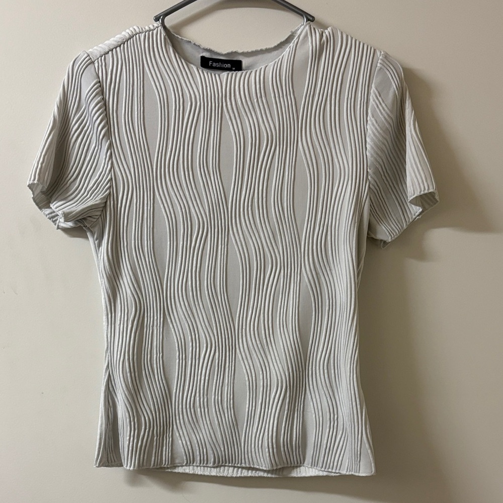 White Textured Women's Blouse